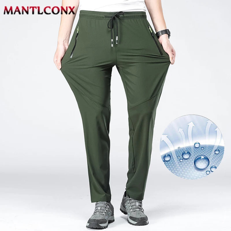 Thin Summer Stretch Pants with Zipper Pockets Quick Dry Hiking Camping Trousers Men Gym Fitness Jogging Running Sports Pants Men