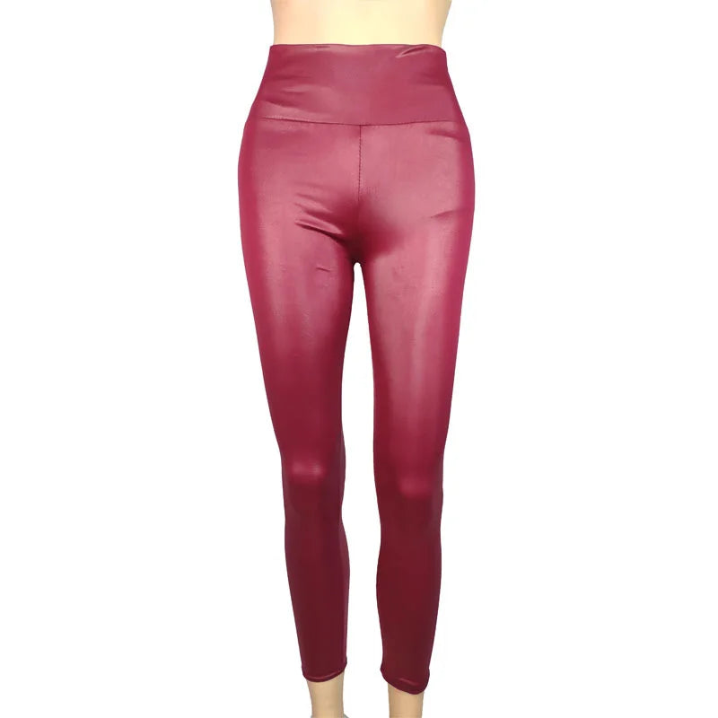 High-Waist Faux Leather Yoga pants | 4- Season Stretch Trousers