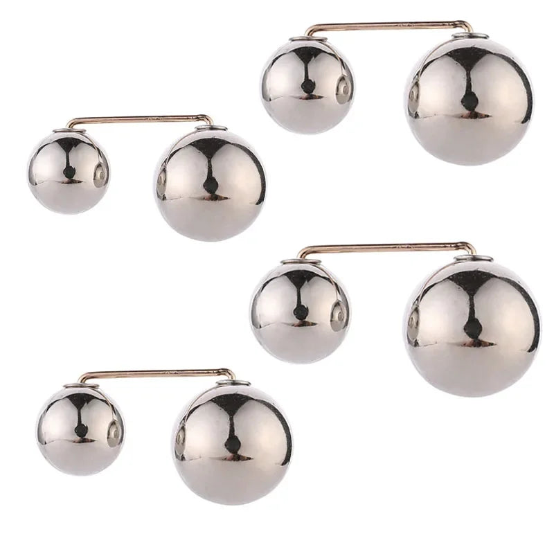 4-Piece Pearl Waistband Tightening Brooch Set - Alloy Lapel Pins