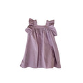 MILANCEL Girls Dresses 2024 Summer Little Fresh Kid's Flare Sleeve A-line Dress Simple Square Collar T-shirt Dress 2-7 Y