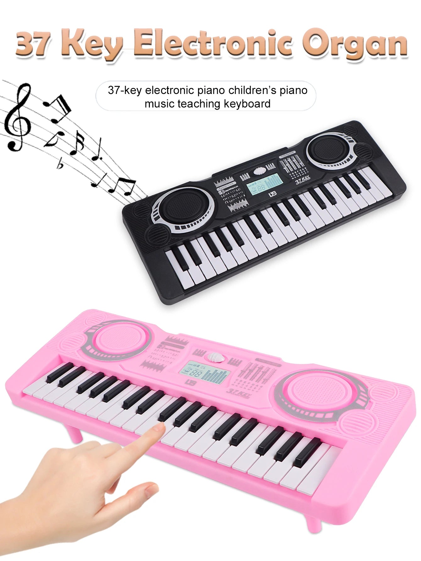 Electronic 37 Keys Piano Toys for Kids, Portable Keyboard Musical Instrument Kid Education Toy Gifts Not Include Battery