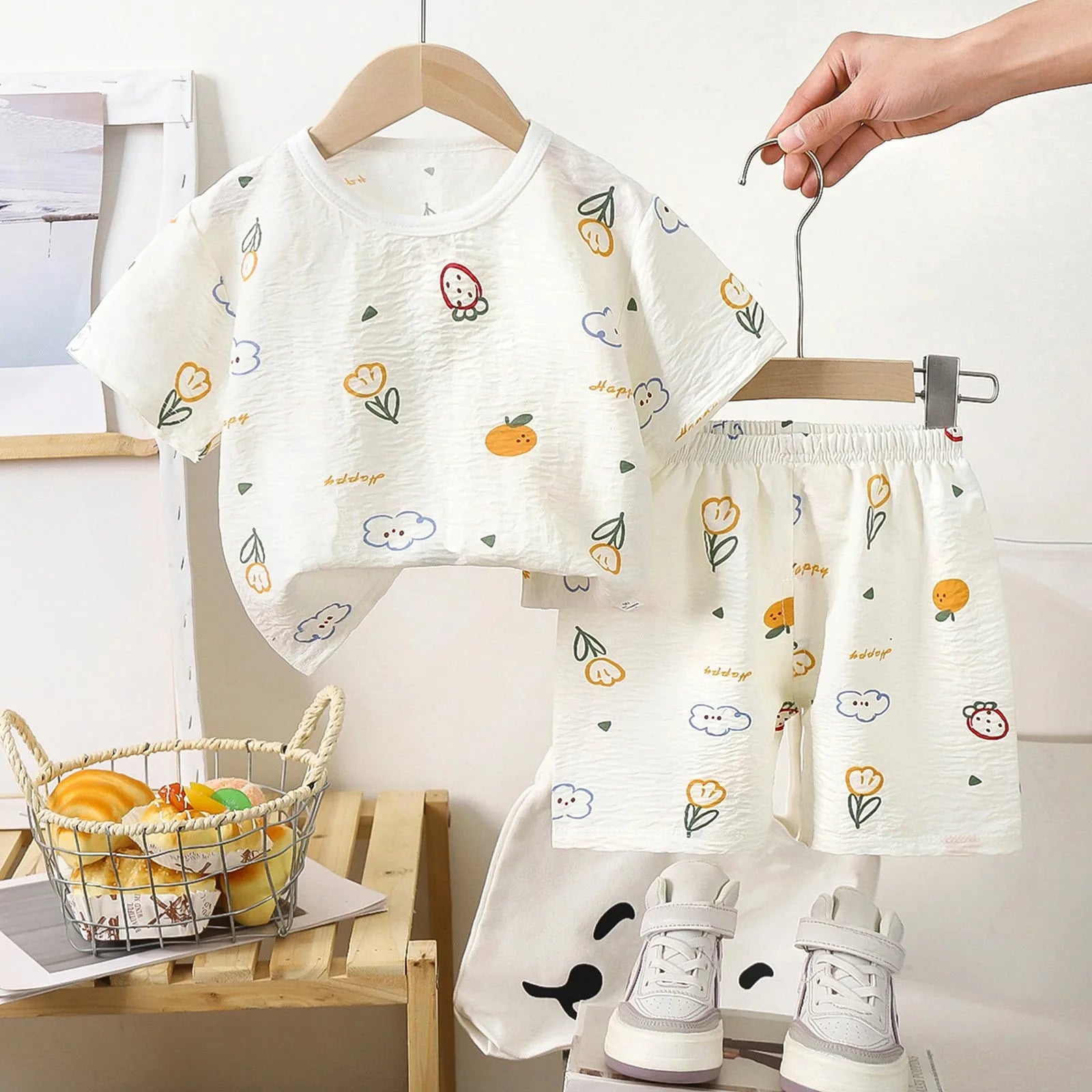 Baby Boy Set Summer Boys Short Sleeved Shorts Loose Stylish Two Piece Suits Girls Short Sleeved Suits Home Clothes 한국 아동복 2025