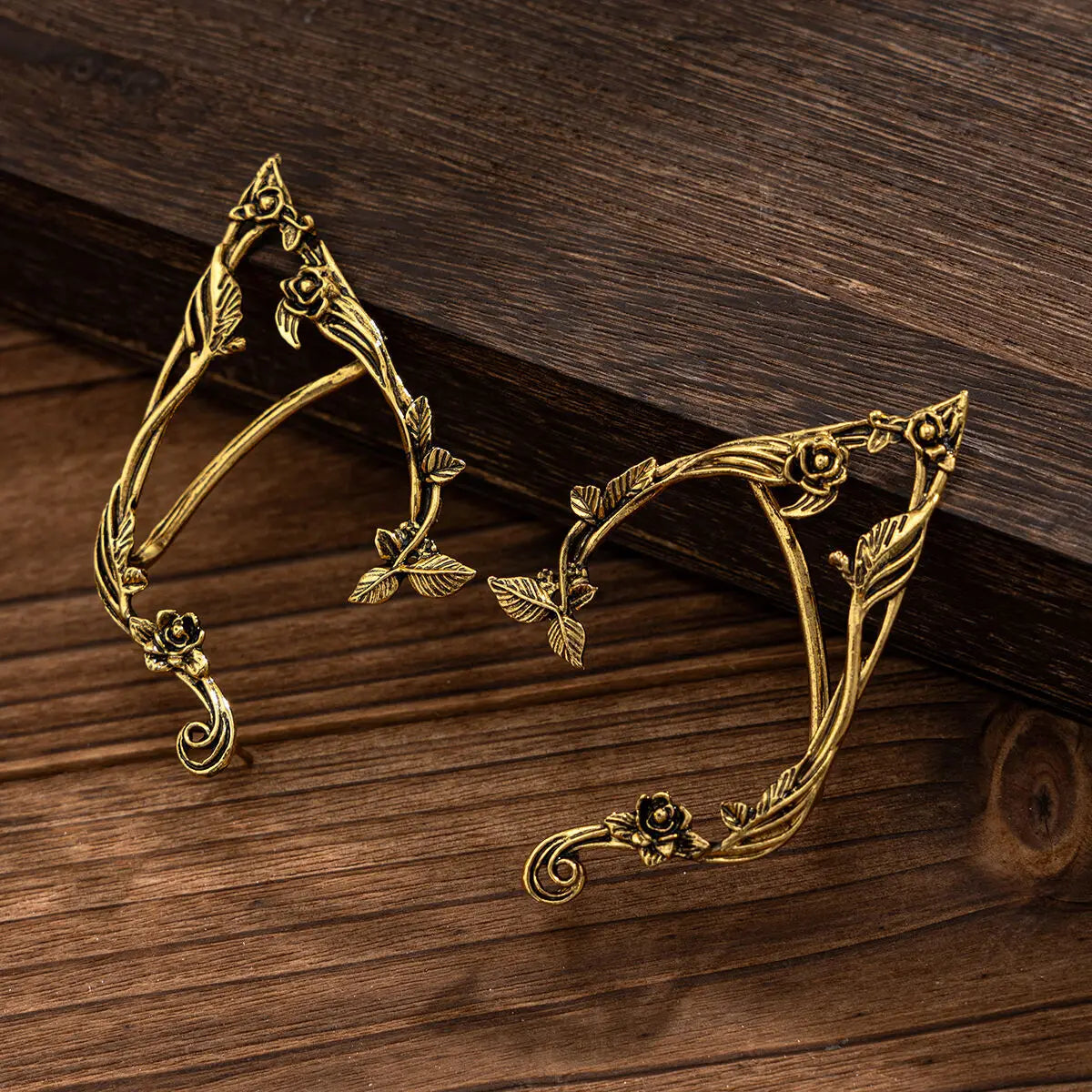 Purui Popular Gold Color Elf Flower Leaf Ear Clip Cute Jewelry Accessory Fairy Piercing Earrings Wedding Girls Jewelry Gifts New