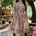 Nice Elegant High-waisted Slimming Floral Tank Dress For Women Spring Summer French Style Petite Mini Dress A- Line Sleeveless