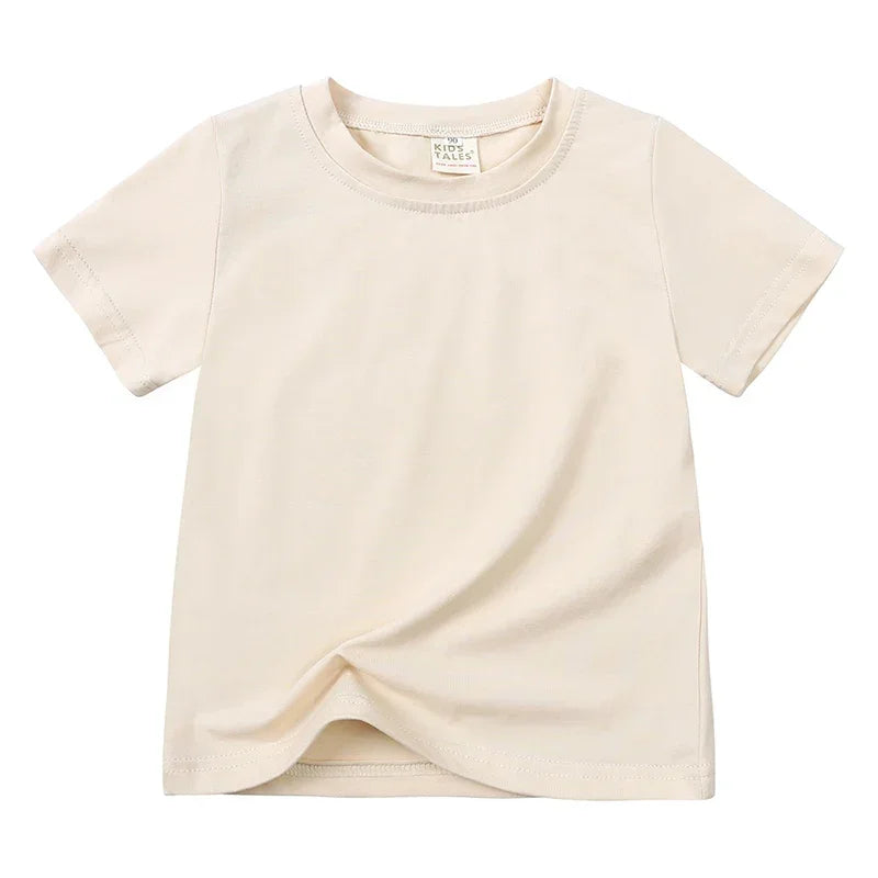 Kids Summer Cotton T Shirt Breathable Solid Tee For Boys And Girls 12M To 9T Lightweight Everyday Casual Shirt