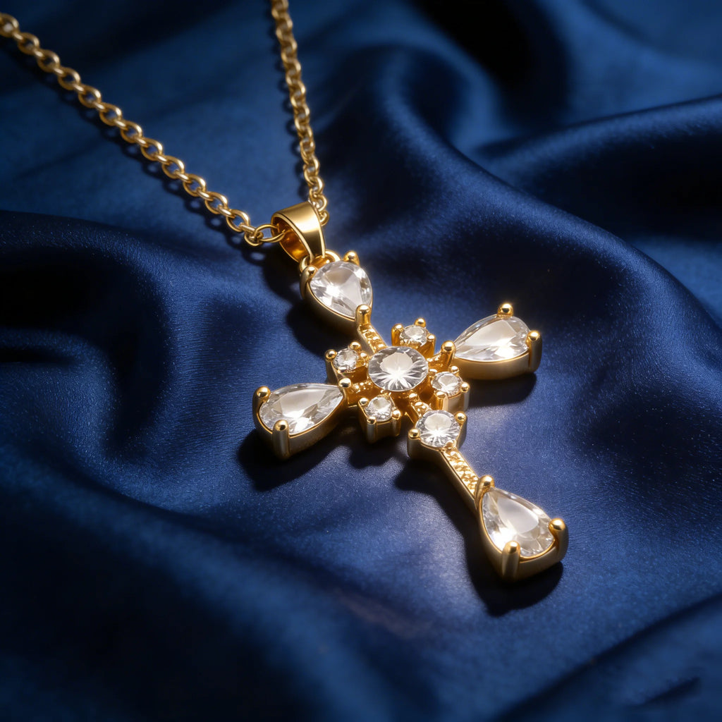 Classic Cross Cz Pendant Necklace Silver-Plated Clavicle Chain Elegant Jewelry For Women'S Birthday Anniversary