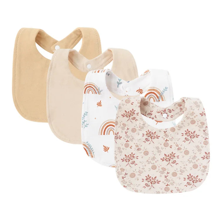 4Pcs Baby Bibs Burp Clothes Cartoon Newborn Saliva Towels for Girls Boys Cotton Kids Apron Infant Accessories Toddler Bibs Set