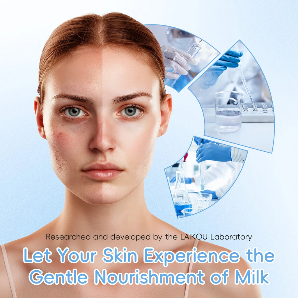 LAIKOU Milk Glowing Trio Skincare Set - Hydrating Serum & Cream Kit