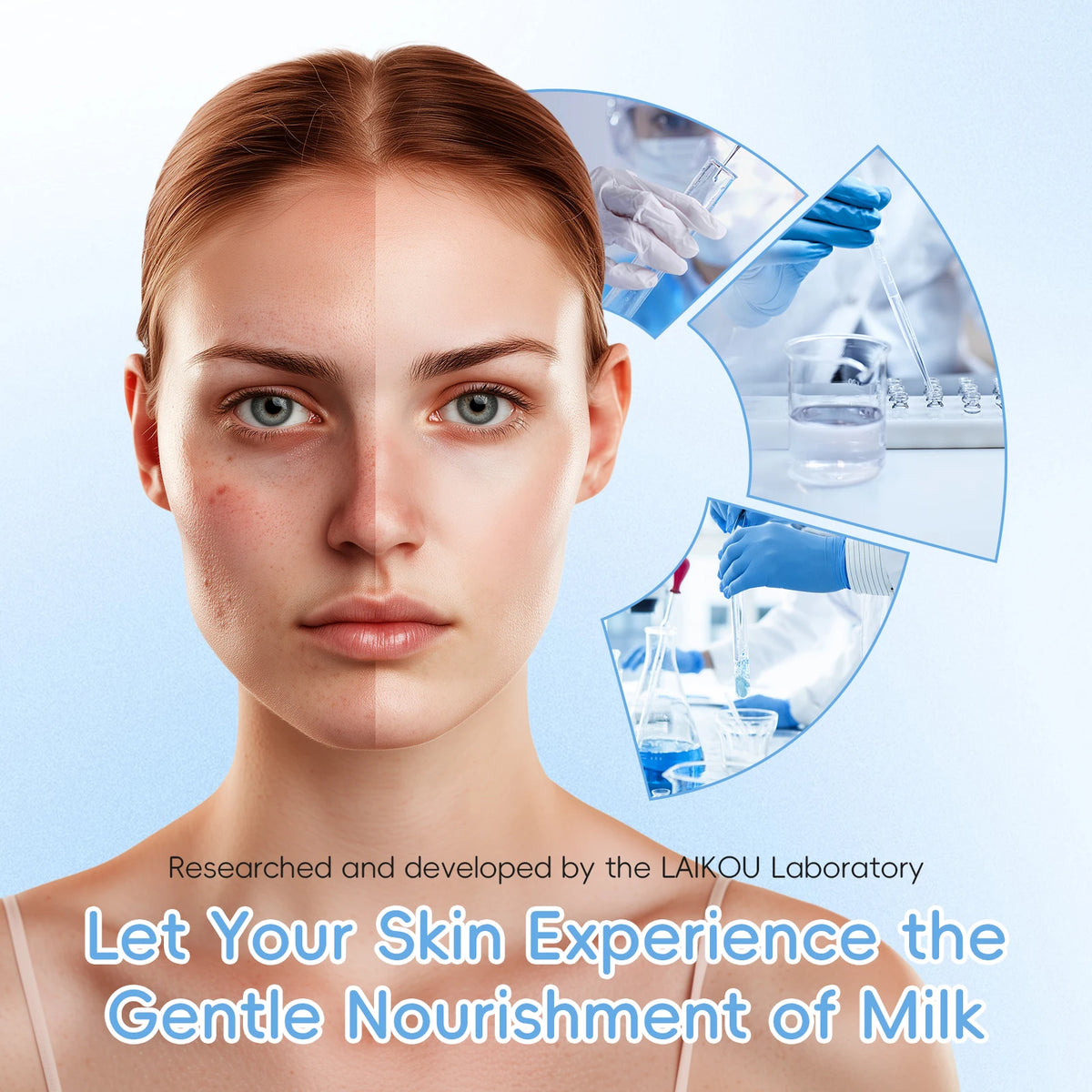 LAIKOU Milk Glowing Trio Skincare Set - Hydrating Serum & Cream Kit