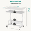 MCQ 31.5 Inch Mobile Rolling Lifting Computer Desk With Storage Shelves Ergonomic Standing Height Adjustable Computer Desk on Wheels Gaming Table for Home Office Use Workstation