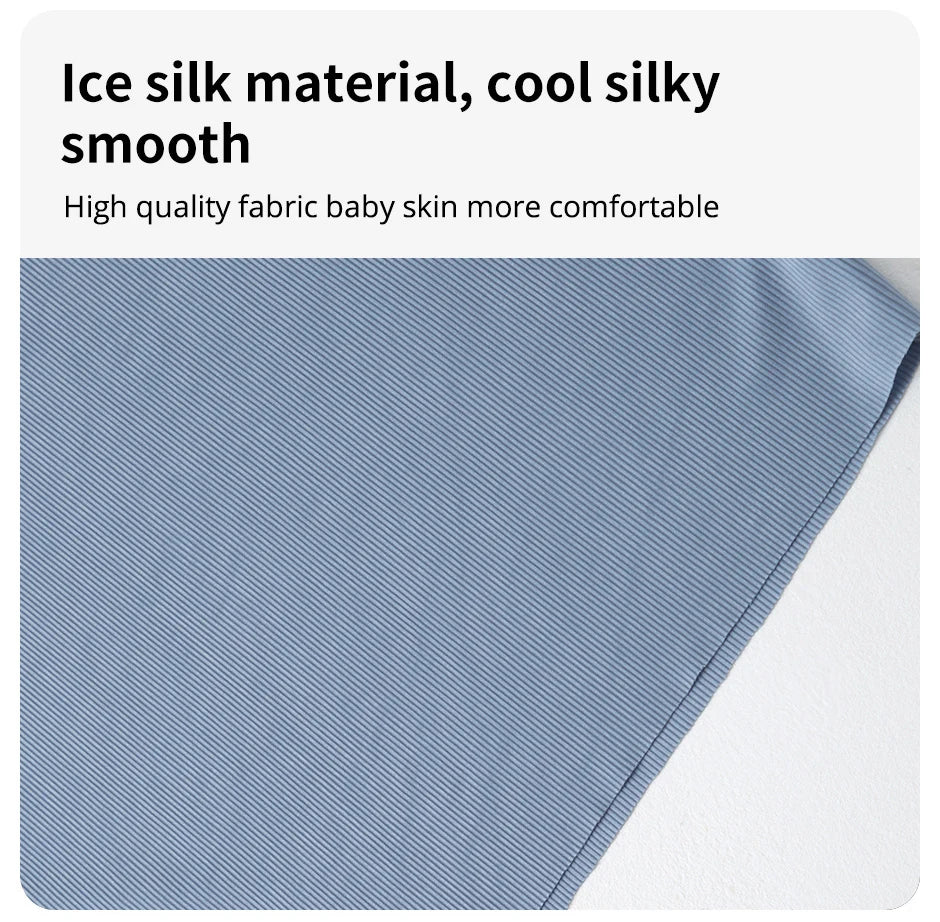 2-piece Summer Children's Solid Color Ice Silk Suit Boys Casual Fashion Cool Short-sleeved Girl Han Fan Joker Shorts Home Clothe