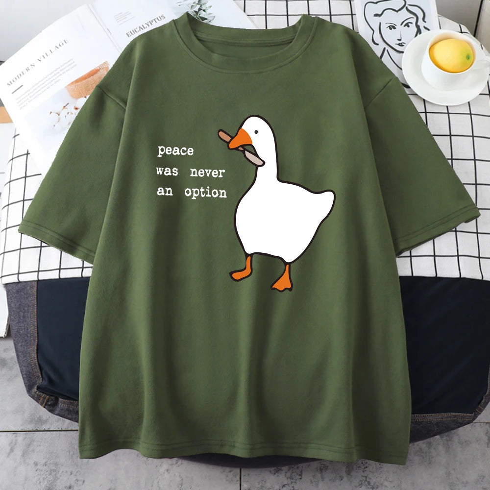 Peace Was Never An Option Prints Mans Cotton Tee Clothing Creativity All-Math Short Sleeve Fashion Casual Loose Tops Men T-Shirt