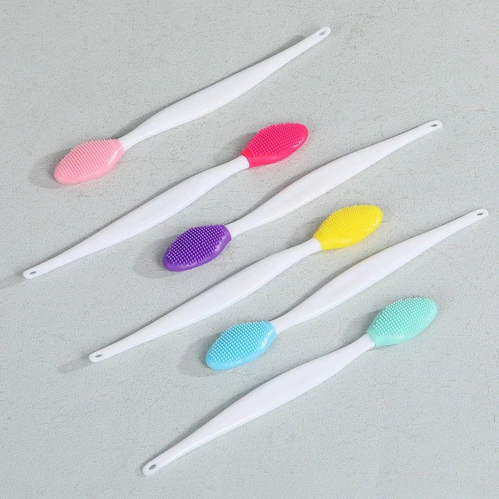 Skin Care Lip Exfoliating Facial Cleansing Face Scrub Nose Clean Brush Blackhead Remove Silicone Double-Sided Skin Care Tool