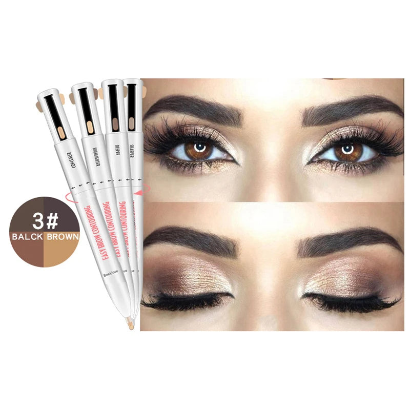 4-in-1 Rotating Eyebrow Pencil - Waterproof Long-Lasting Brow Pen