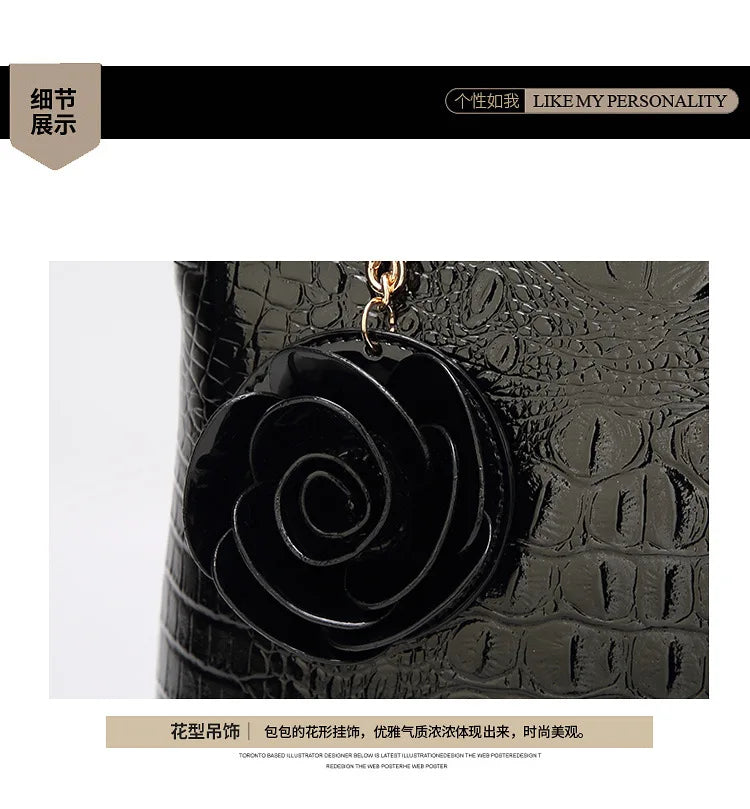 2025 New Patent Leather Women's Bag Striped Handbag Women's Crossbody Shoulder Bag Shell Bag Large Capacity Outdoor Travel