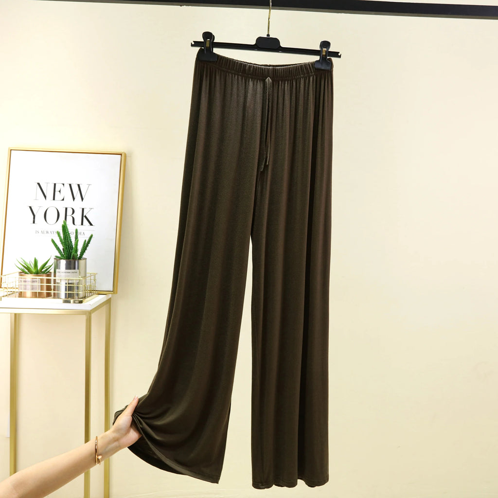 Women's Modal Wide-Leg High-Waisted Lounge Pants - Casual Summer