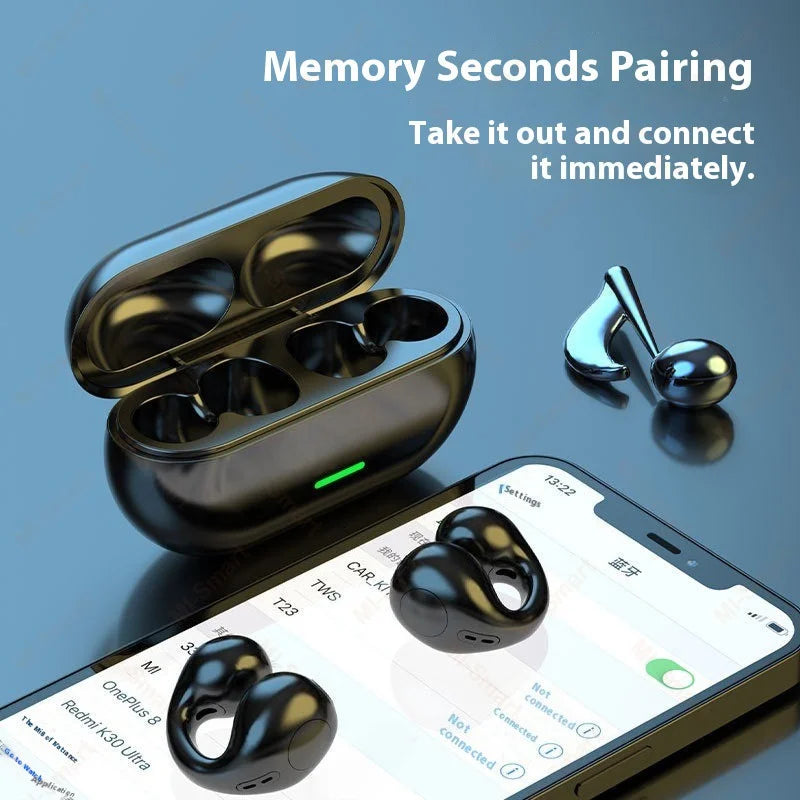 TWS Bluetooth Headset 5.3 Wireless Air Conduction Headphones Clip Ear Music Noise Canceling HD Call Sports For Xiaomi Earphone
