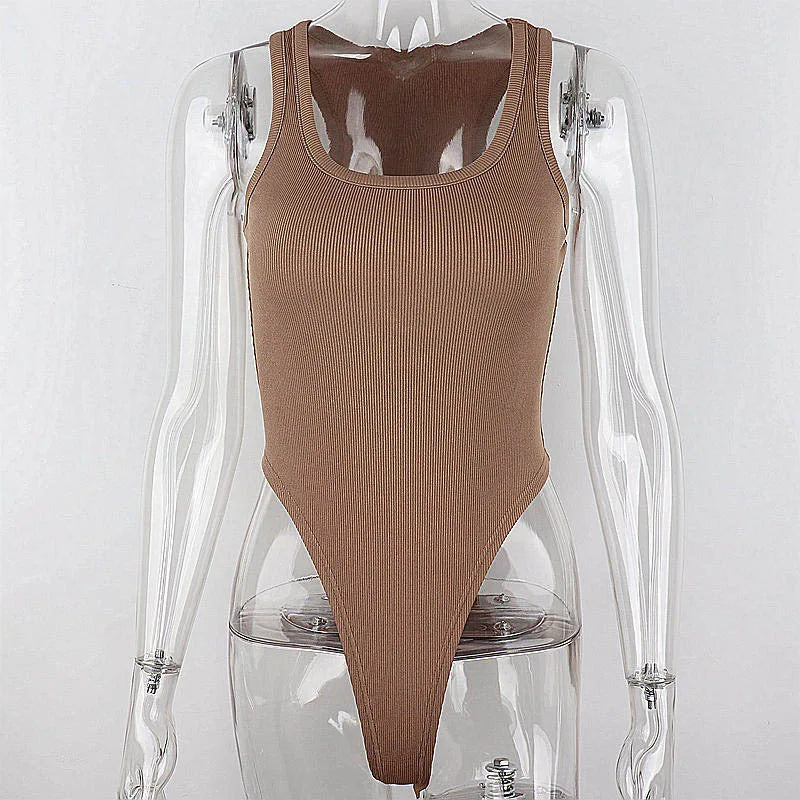 Sleeveless Knit Bodysuit 2024 Hot Summer Sexy Bodycon Off Shoulder Halter Tops Casual Street Bodice For Women ClubWear