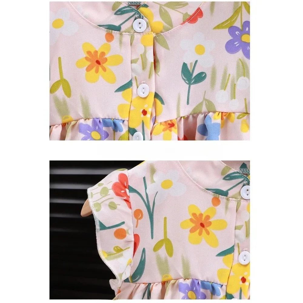 New Floral Girls' Floral Dress Soft Breathable Beach Skirt Performance Costumes Girls