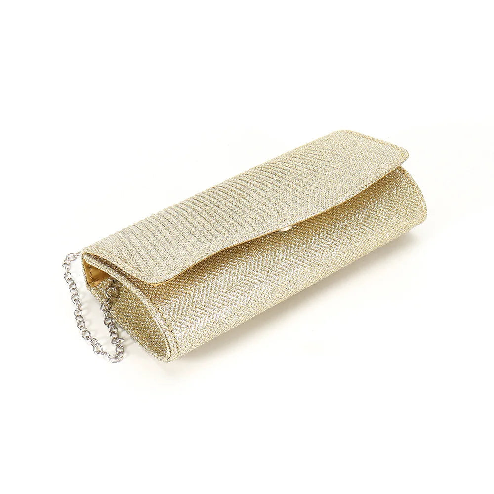 2026 New Women Fold Glitter Handbag Shiny Envelope Evening Bag Ladies Pleated Silver Clutch Chain Wedding Party Mini Long Purse
