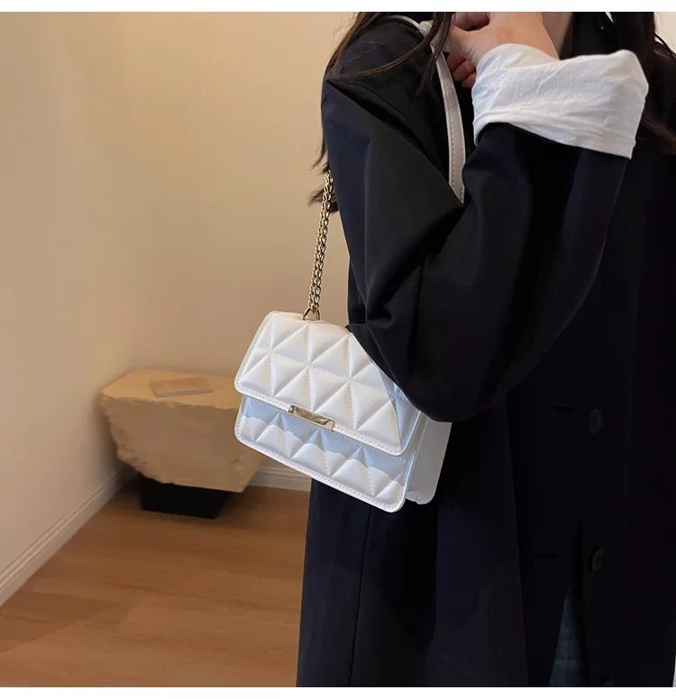 Women Quilted Chain Crossbody Bag Fashion Small Square Shoulder Purse Multi Color Casual Daily Handbag