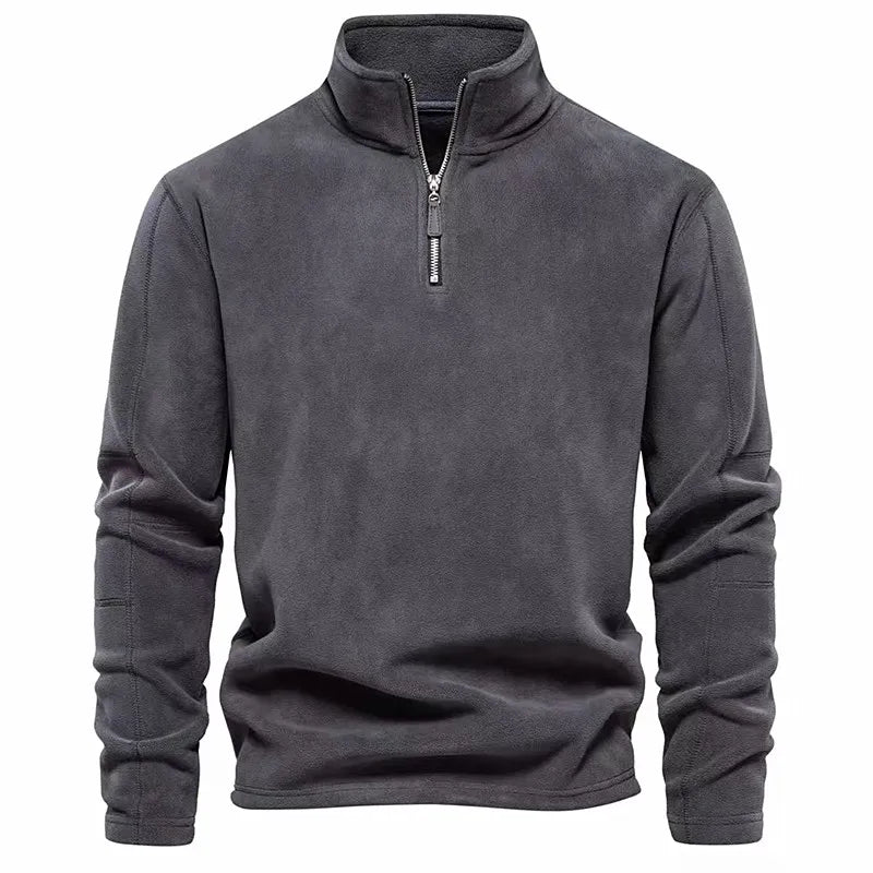 Thick Fleece Hoodie Men'S Autumn Winter Fashion Brand Half Zipper Long Sleeve Warm Outerwear Casual Color No Brand