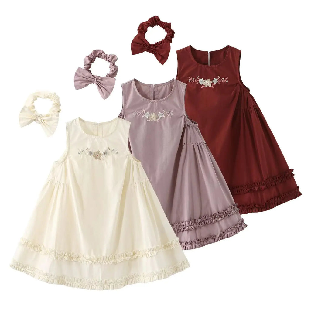 Embroidery Little Flower dresses for Girls clothes Summer Cotton Vest Dress Children's 2026 New