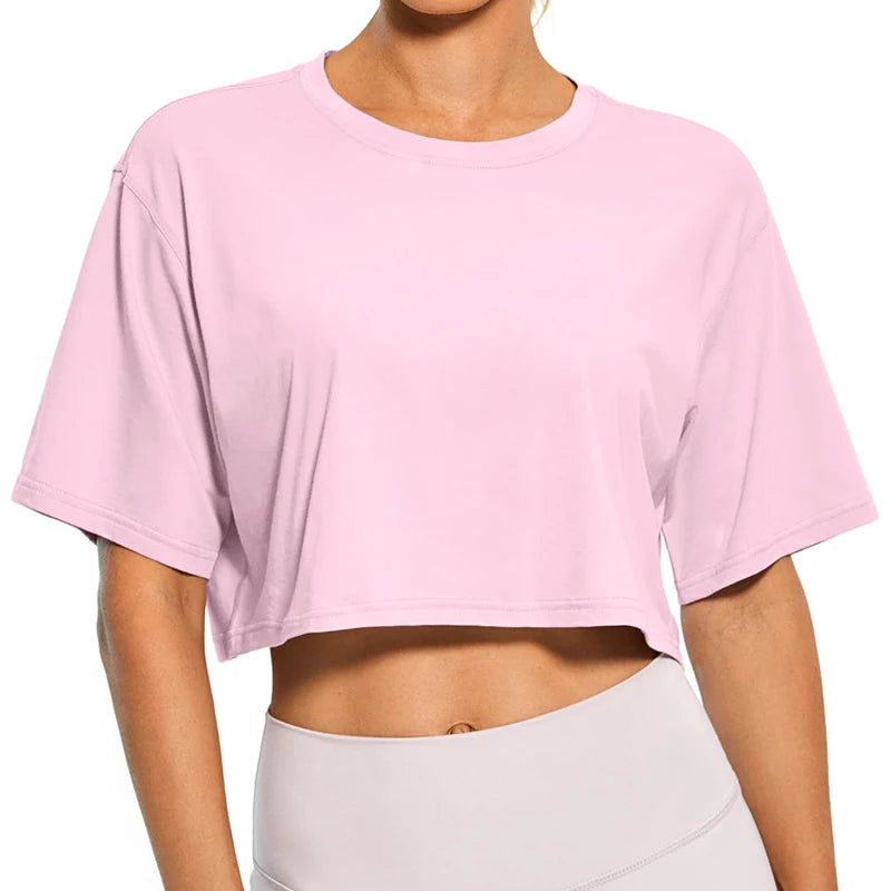 Harajuku Shirt Funny Y2K Women's Crop Tops Casual Female White Crop Tops T-shirt Round Neck Short Loose Tees Summer Streetwear