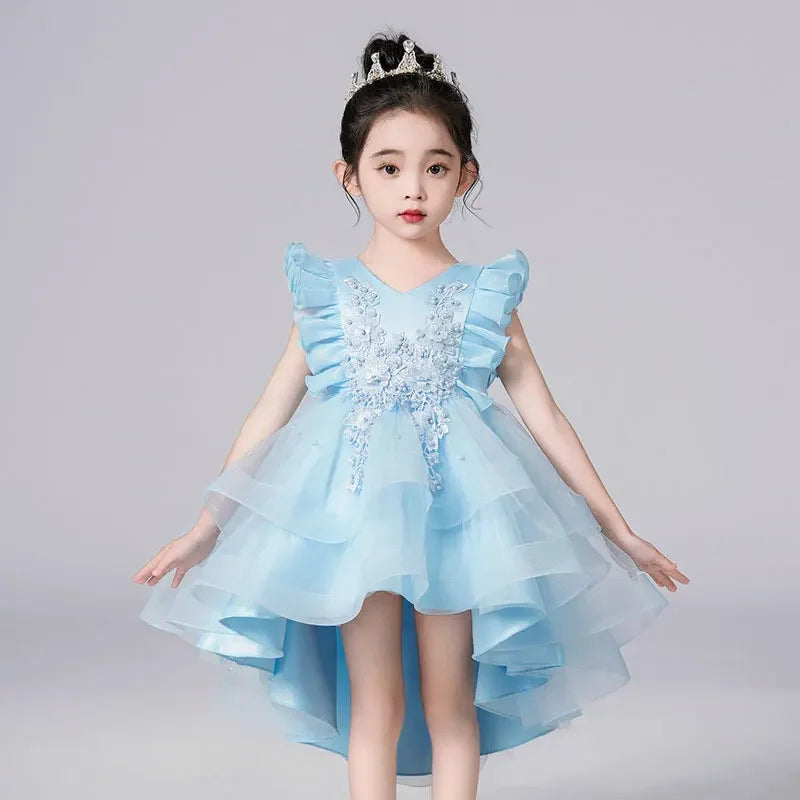 Fashion Flower Girl Dresses Sleeveless Lace Kids Clothes Girls Dress Summer Children Girls Party Dresses 4-14 Years