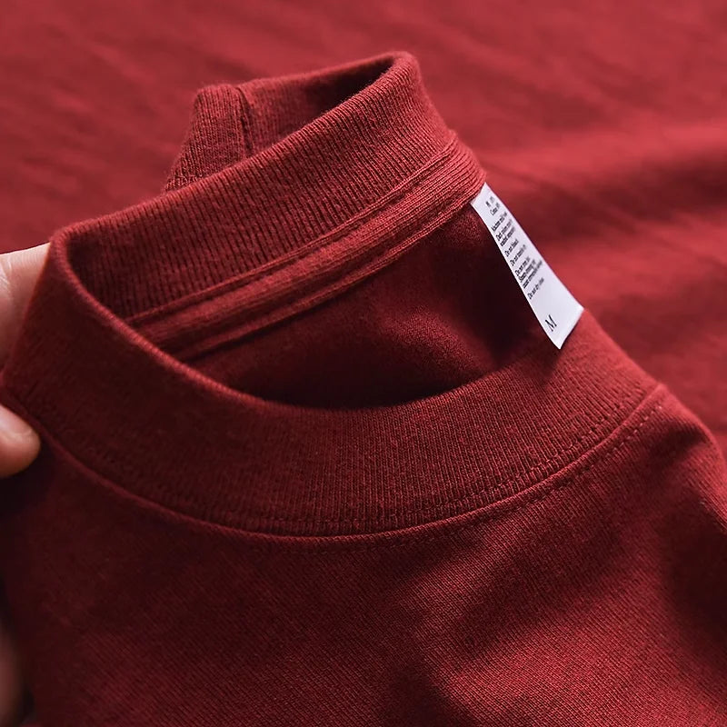 Zefansuli Heavyweight Cotton T-Shirt - Gray-Purple Round Neck Tee