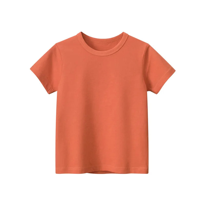Y-LEEYING 100 Percent Cotton Kids T Shirt Unisex Short Sleeve Soft Solid Colors For Boys And Girls Ages 1 To 9