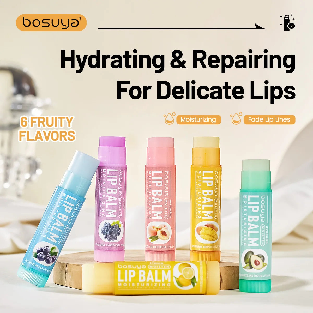 24Pcs Fruit Series Lip Balm Set Honey Grape Avocado Moisturizing Repair Anti-Cracked Non-sticky Lip Balm for Lips Skin Care