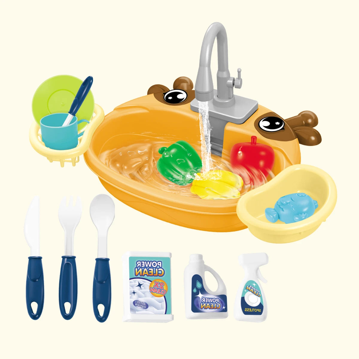 Juguetes de lavavajillas para fregadero de cocina, juguete de fregadero de cocina para niños pequeños, sistema de ciclo de agua automático eléctrico, regalos de juguete para niños