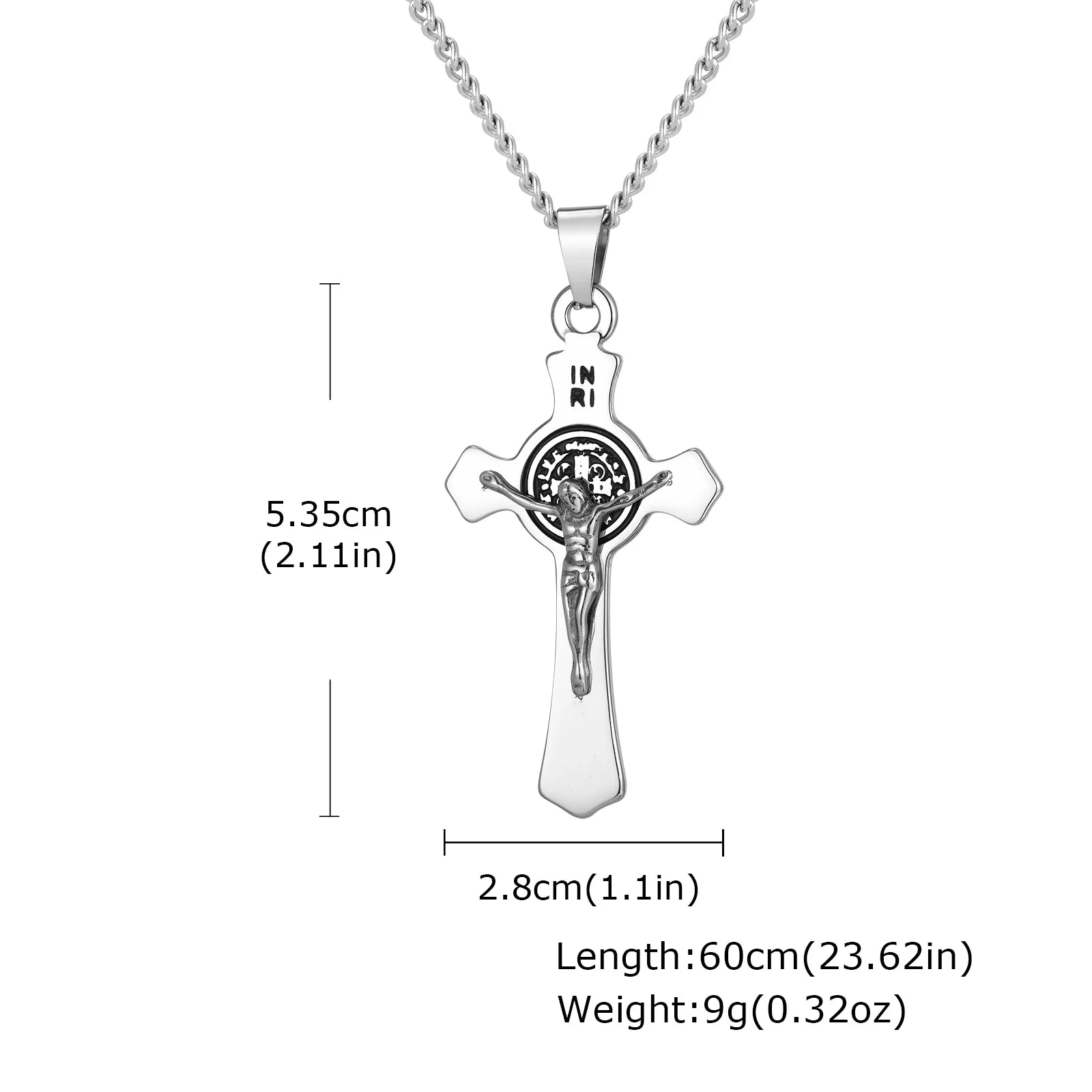 Stainless Steel Cross Necklace For Men, Christian Jesus Pendant Necklace, Catholicism Religious Faith Jewelry Easter Gifts