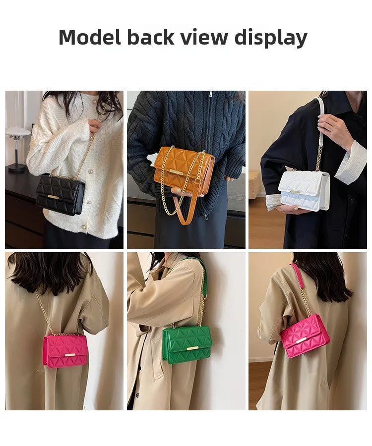 Women Quilted Chain Crossbody Bag Fashion Small Square Shoulder Purse Multi Color Casual Daily Handbag