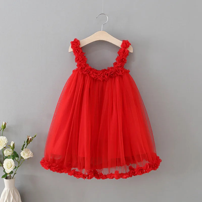 HETISO Girls Princes Lace Dresses Baby Kids Sling Wedding Party Ball Gown Costume For 1-6 Years