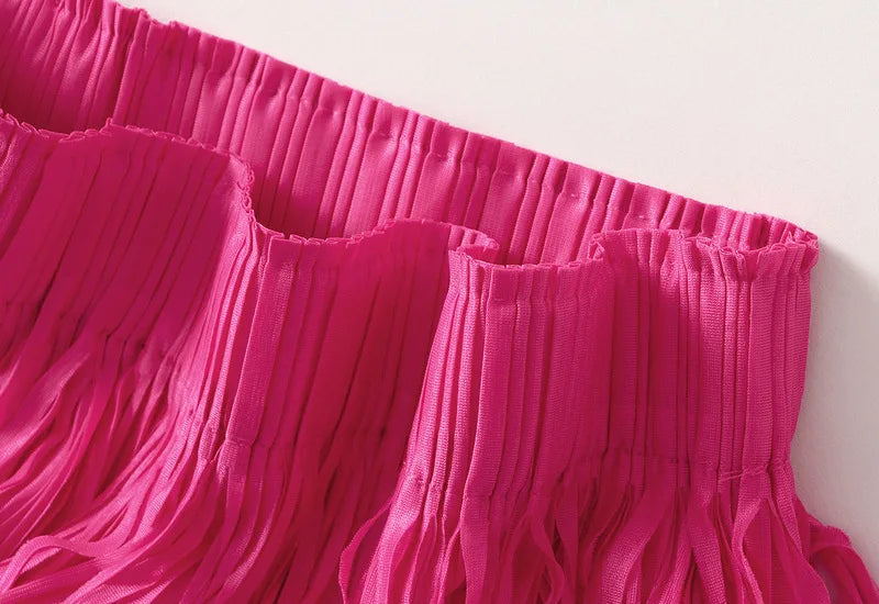 Luxury Multi Solid Colors Pleated Skirt for Women's Large Hem Folds A-line Skirts Female 2025 Loose Fashion Skirts Casual 0666
