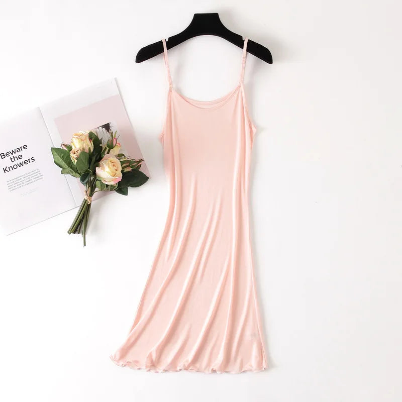 Winsleter, 23%Silk 77%Viscose Petticoat, Women Intimates Sexy Slip Dress, Solid Minimalist Nightgown Skirt 2026 Spring P62942JF