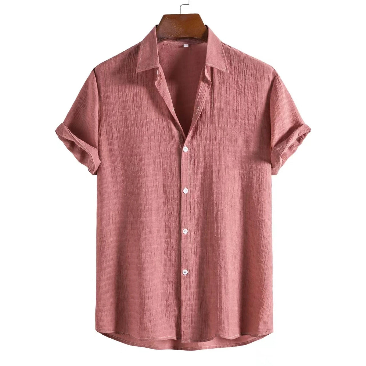 Men's Cotton Blend Casual Short Sleeve Shirt - White