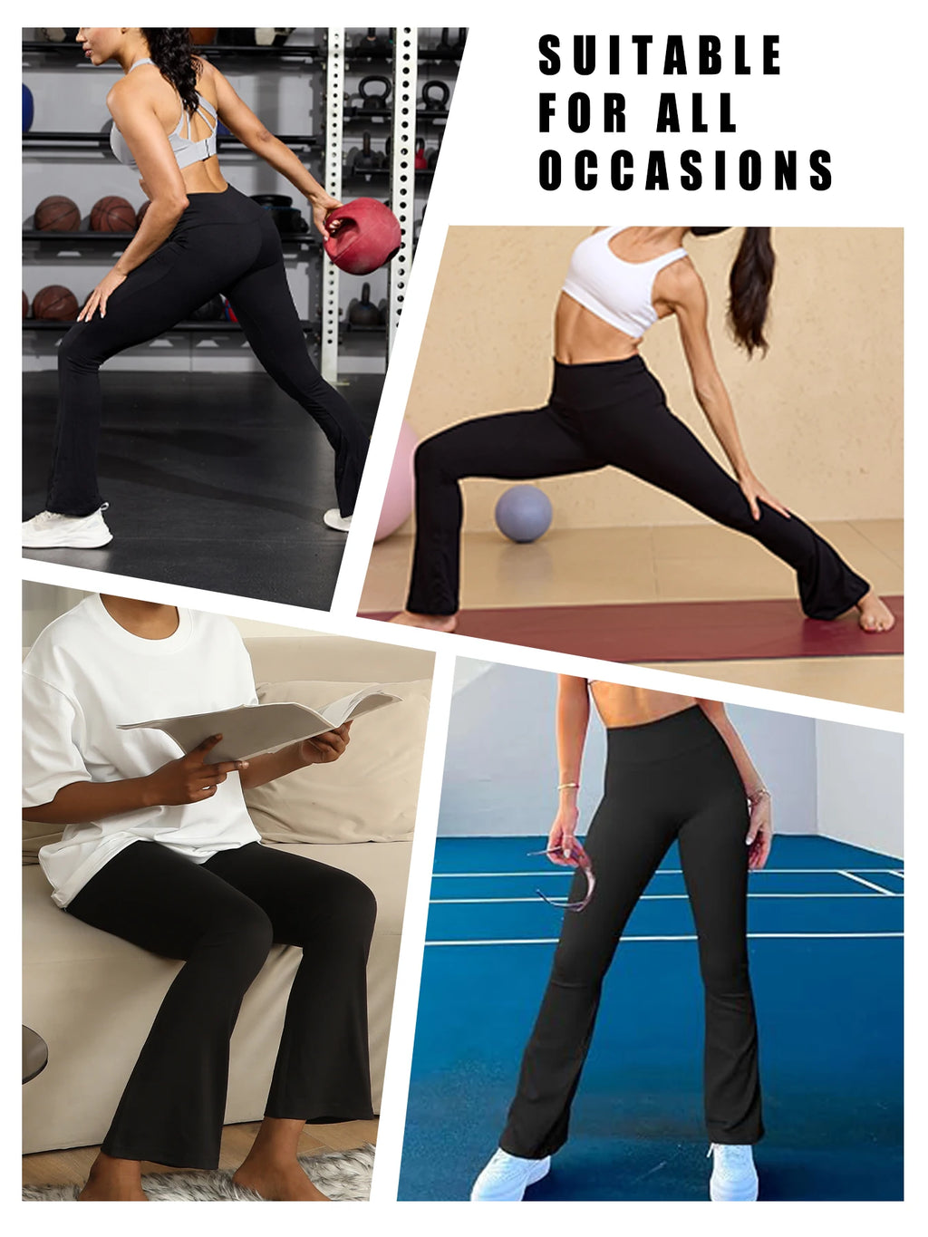 Women's Super Soft Flare Pants High Waisted Tummy Control Workout Yoga Push Up Gym Fitness Long Leggings Bell Bottoms