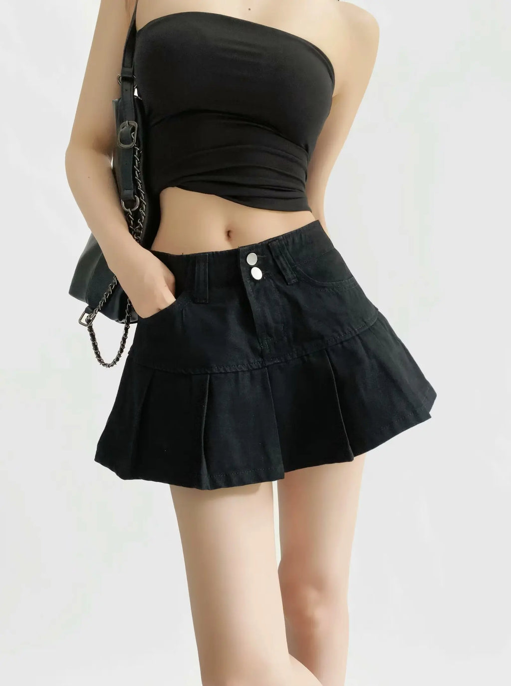 4 colors 2025 Y2K Low Waist Pleated Mini Skirt American Retro Women Package Hips Ruffles Short Skater Skirts With Shorts lining