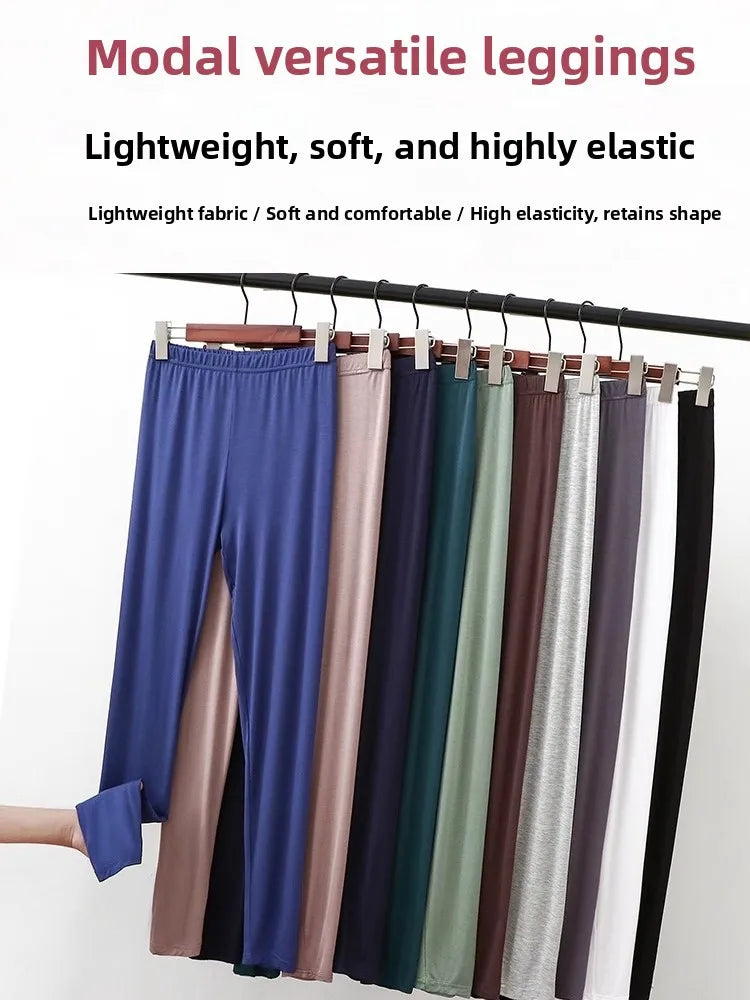 Women's High-Waist Modal Leggings - Stretchy Knit Trousers