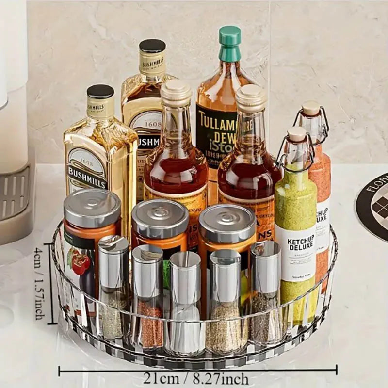 360° Rotating Spice Rack Organizer - 21x4cm Countertop Storage Box
