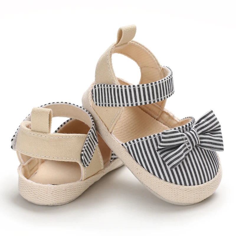 Summer Girl Baby Casual Sandals Soft Sole Comfortable Lightweight Walking Shoes Bow Canvas Baby Shoes