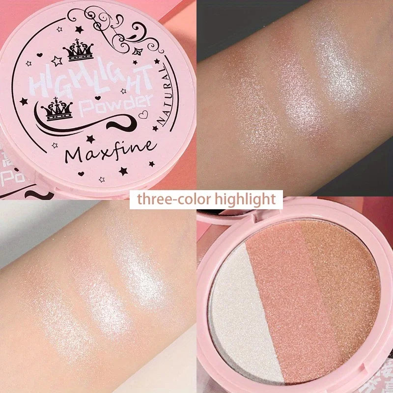 Gray Trimming Contour Palette 3 Colors Matte Eye Shadow Nose Shade Brightening For Beginners