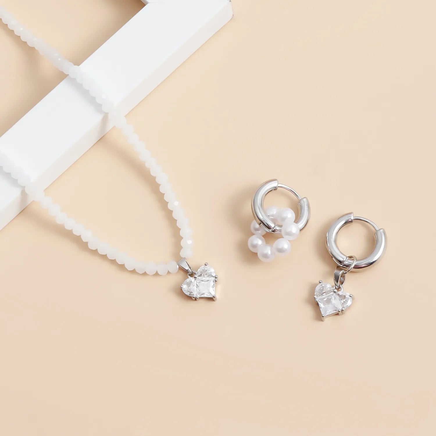 Fashion Jewelry Dual-use Zircon Heart Pendant Earrings for Women Accessory