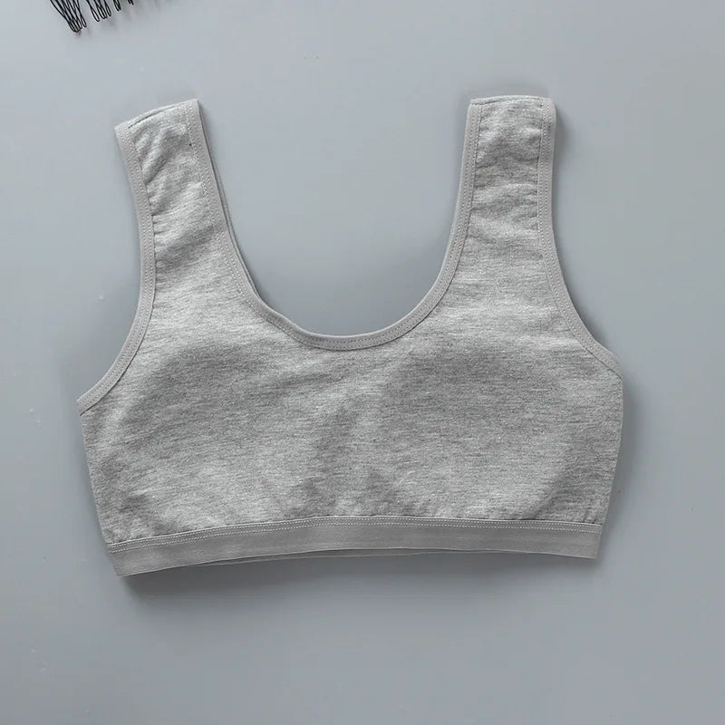 3PCS Kids Cotton Sports Training Bra Solid Color Young Children Underwears Teenage Girls Crop Tops Development Student Vest Bras