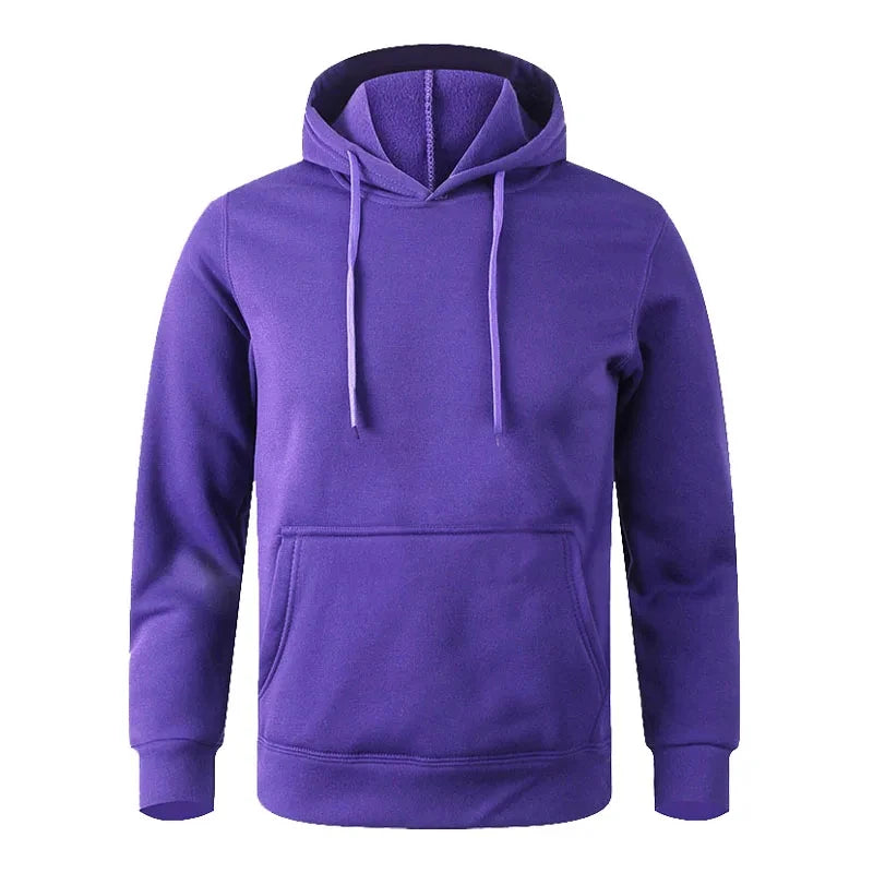 Unisex Fleece Hoodie - Casual Pullover Sweatshirt Black White