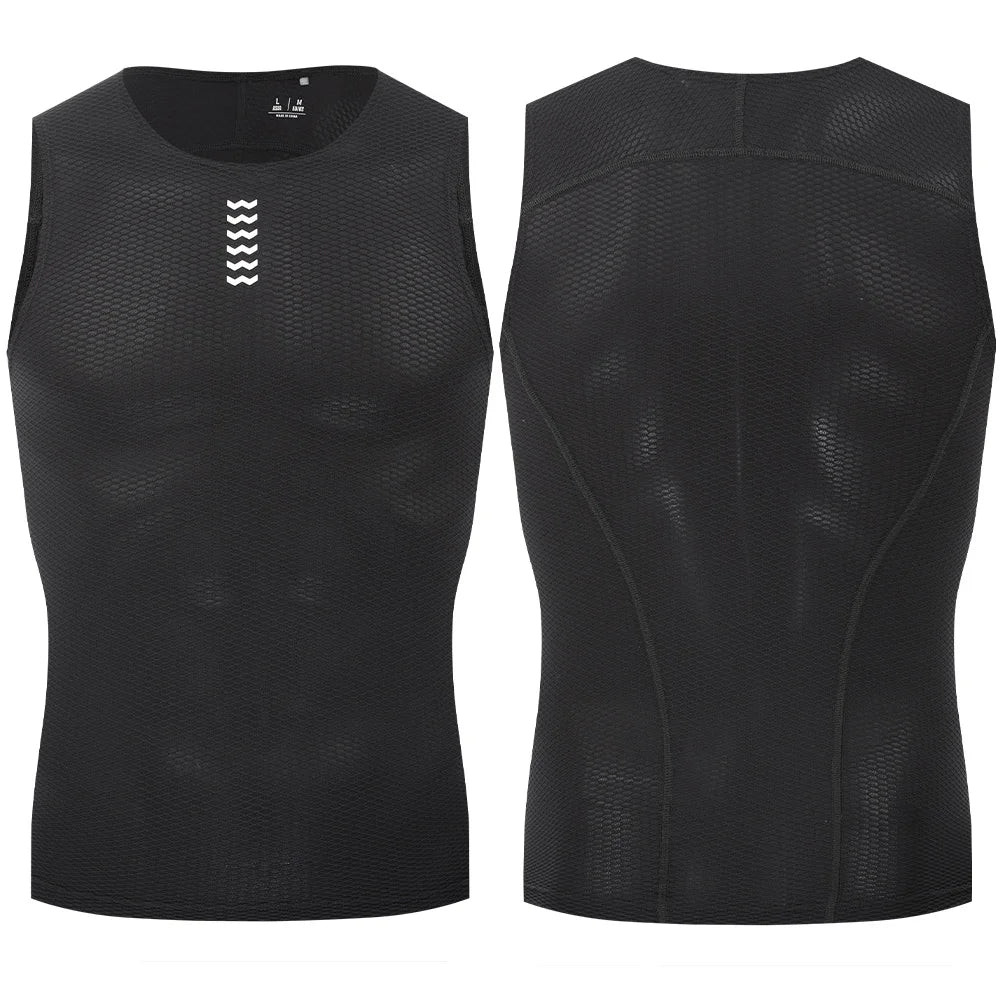 YKYWBIKE Men's Bicycle Vests Sleeveless Quick Dry Cycling Undershirt MTB Bike Base Layer Compression Bicycle Sport Jersey