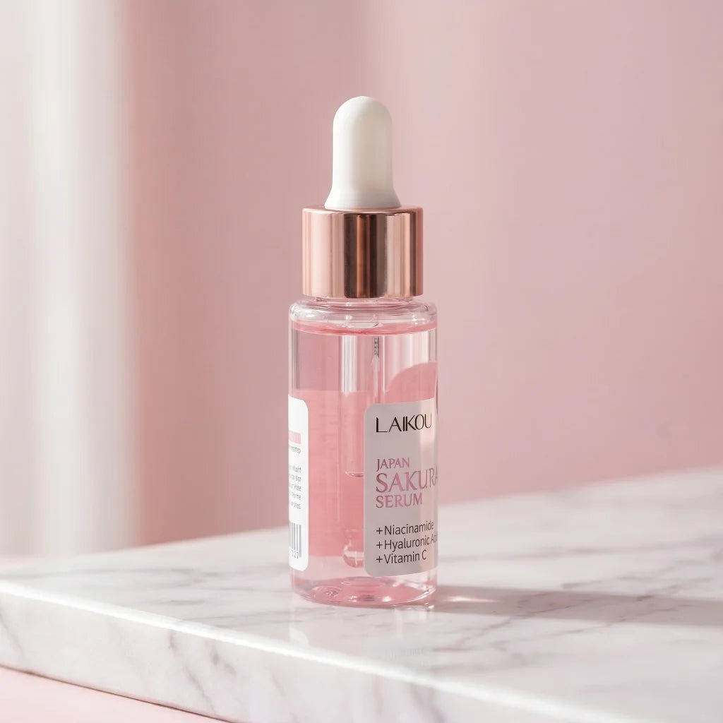 Sakura Serum Niacinamide Hyaluronic Acid Vitamin C Brightening Hydrating Moisturizing Glow Boost Daily Facial Skin Care Essence